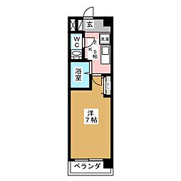 パークフラッツ金山 1Kの間取図画像