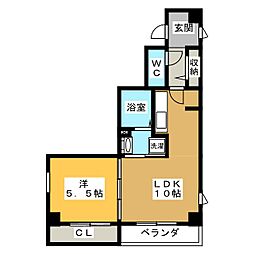 ミリオレビータ金山 1LDKの間取図画像