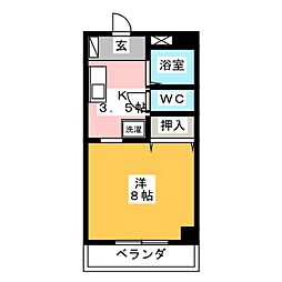 アーバンライフヤマゼン 1Kの間取図画像