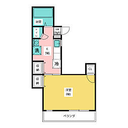 シティハイツ妙音 5階1Kの間取り
