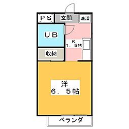 ヴィラ瑞穂 1階1Kの間取り