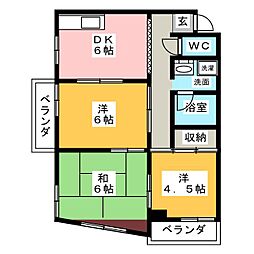 木下ビル 4階3DKの間取り
