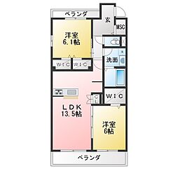 メゾンドゥラミティエ 2LDKの間取図画像