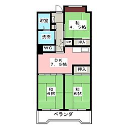 ビレッジハウス笠寺タワー 3DKの間取図画像