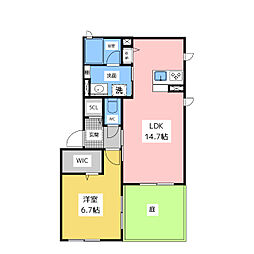 OASES妙音 1LDKの間取図画像