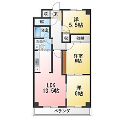 グランドール鶴里 3LDKの間取図画像
