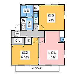 アーバン星宮A棟 2LDKの間取図画像