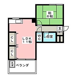 ピアネーズ桜 1LDKの間取図画像