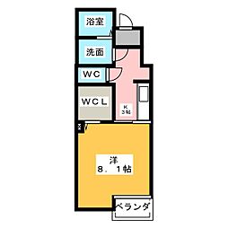 サンシャリエB 1LDKの間取図画像