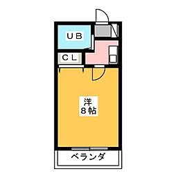 グランピア鶴里 1Kの間取図画像