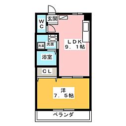 雁道ビル 1LDKの間取図画像