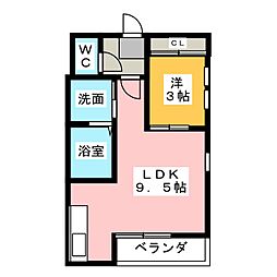 グランティックサンメゾン新瑞 1LDKの間取図画像