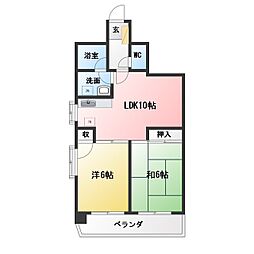 第3猪飼ビル 2LDKの間取図画像