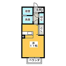 はなみずき ワンルームの間取図画像