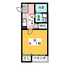 クレフラスト星崎 1Kの間取図画像