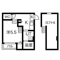 アークルミエール 1Kの間取図画像