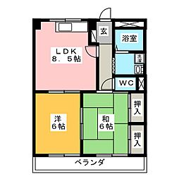 アベニュービル 2LDKの間取図画像
