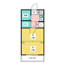 パールプラザ堀田 1Kの間取図画像