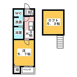キャッスルワン 1Kの間取図画像