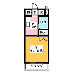 パストラル前浜 1Kの間取図画像