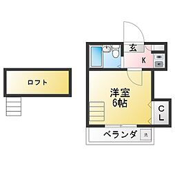 サニーハイム桜 1Kの間取図画像