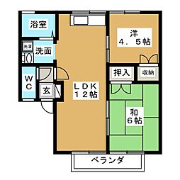 シャンポール 2LDKの間取図画像