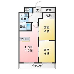 リバーサイド新瑞 2LDKの間取図画像