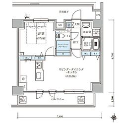 テナス瑞穂通 1LDKの間取図画像