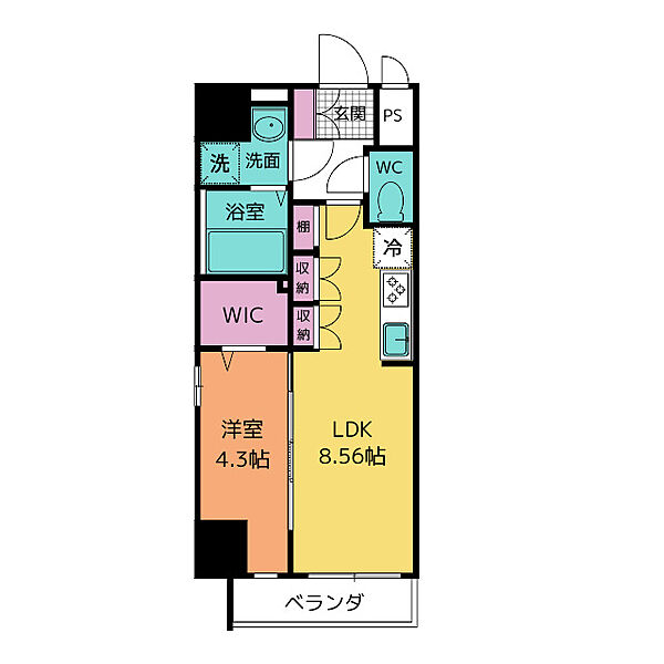 クレストタワー栄 1101｜愛知県名古屋市中区栄４丁目(賃貸マンション1LDK・11階・34.90㎡)の写真 その2