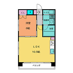 Ｒ−ＣＯＵＲＴ泉 2階1LDKの間取り