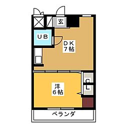 ラ・クール泉 3階1DKの間取り