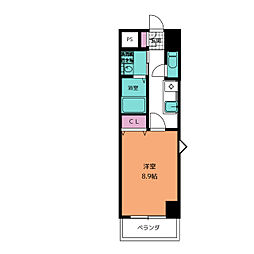 ウイステリア名城 7階1Kの間取り