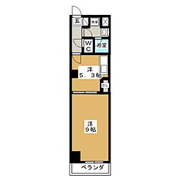 レジディア東桜 2階1DKの間取り