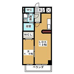 フォレシティ新栄 4階1LDKの間取り
