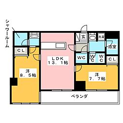さくらヒルズニシキプラチナムレジデンス 2LDKの間取図画像