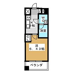 レジディア久屋大通 2階1Kの間取り