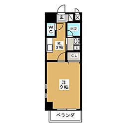 レジディア東桜 4階1Kの間取り