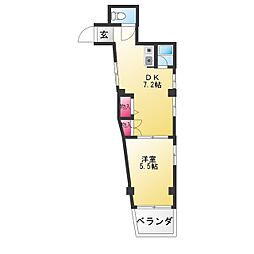 クレスト白壁 1DKの間取図画像