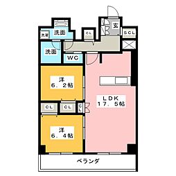 グランルクレ新栄ウエスト 2LDKの間取図画像