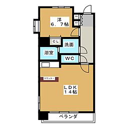 レジディア久屋大通2 1LDKの間取図画像