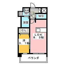 プレサンス栄フロント 1LDKの間取図画像