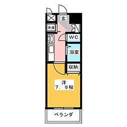 プレサンス栄メディパーク 1Kの間取図画像
