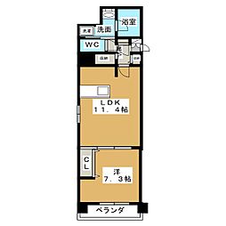 プレサンス丸の内フォート 1LDKの間取図画像