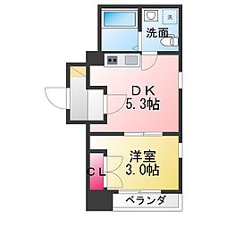アーバン栄 1DKの間取図画像