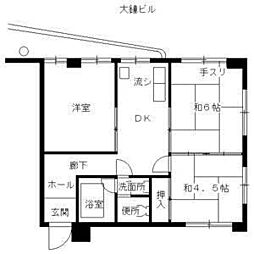 大鐘ビル 2LDKの間取図画像