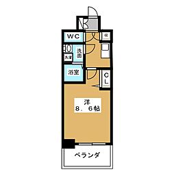 プレサンスジェネ丸の内 1Kの間取図画像