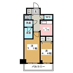 セイワパレス丸の内駅前プレミア 2Kの間取図画像