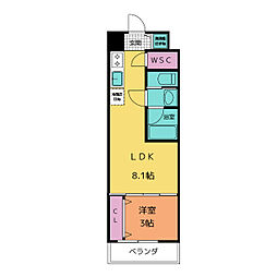 プライムアーバン泉 1Kの間取図画像