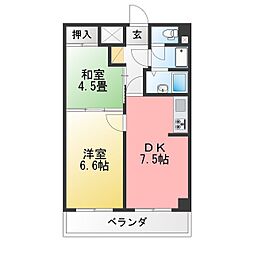 ライオンズマンション東片端 2DKの間取図画像