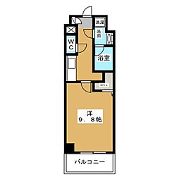 トレヴィ高岳 1Kの間取図画像